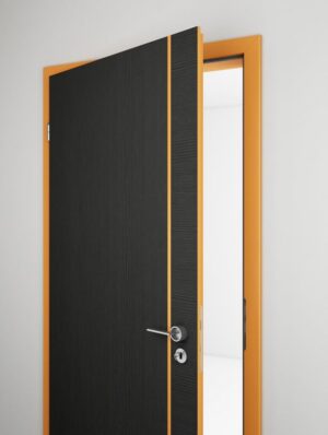 Fekete (3D kőris) | Tok, élfólia és díszcsík: Narancs CPL beltéri ajtó